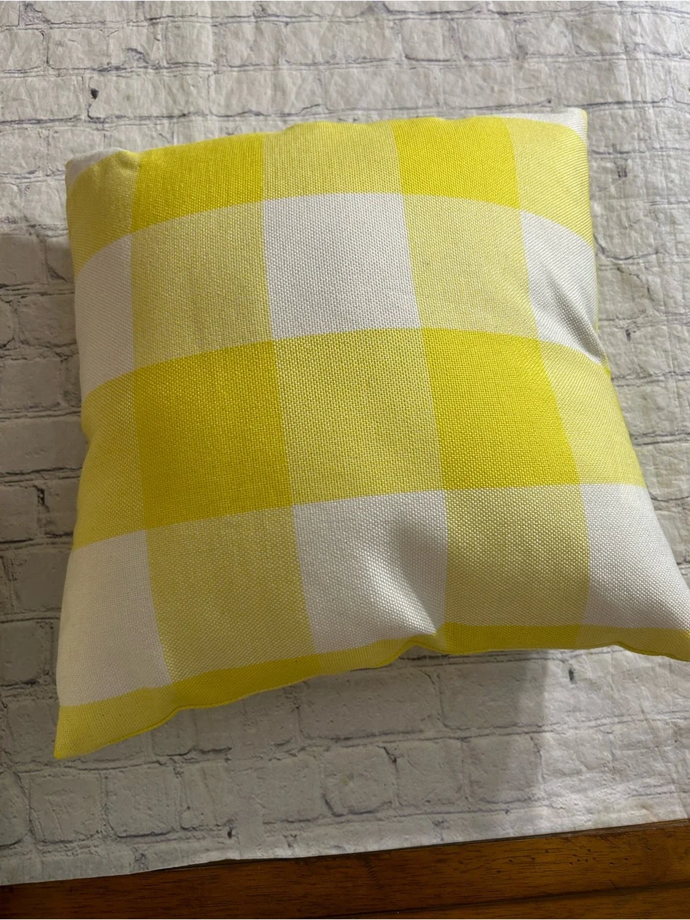 4TH EMOTION YELLOW AND WHITE BUFFALO CHECK PLAID THROW PILLOW COVERS 20”x20”
